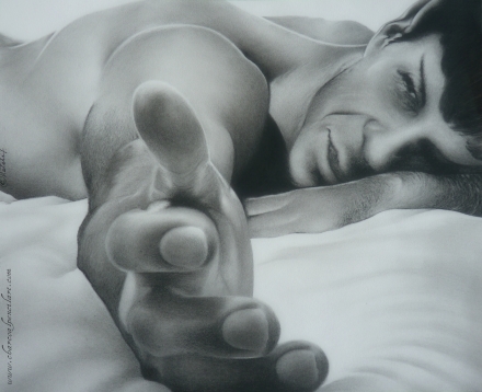 'Come Hither Gesture' Charcoal Pencil Drawing, 2012